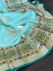 Khaddi Georgette Tilfi Banarasi - Mint Green Khadwa Woven