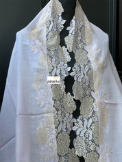 Kashmiri Pashmina Lace Stole - Pale Violet