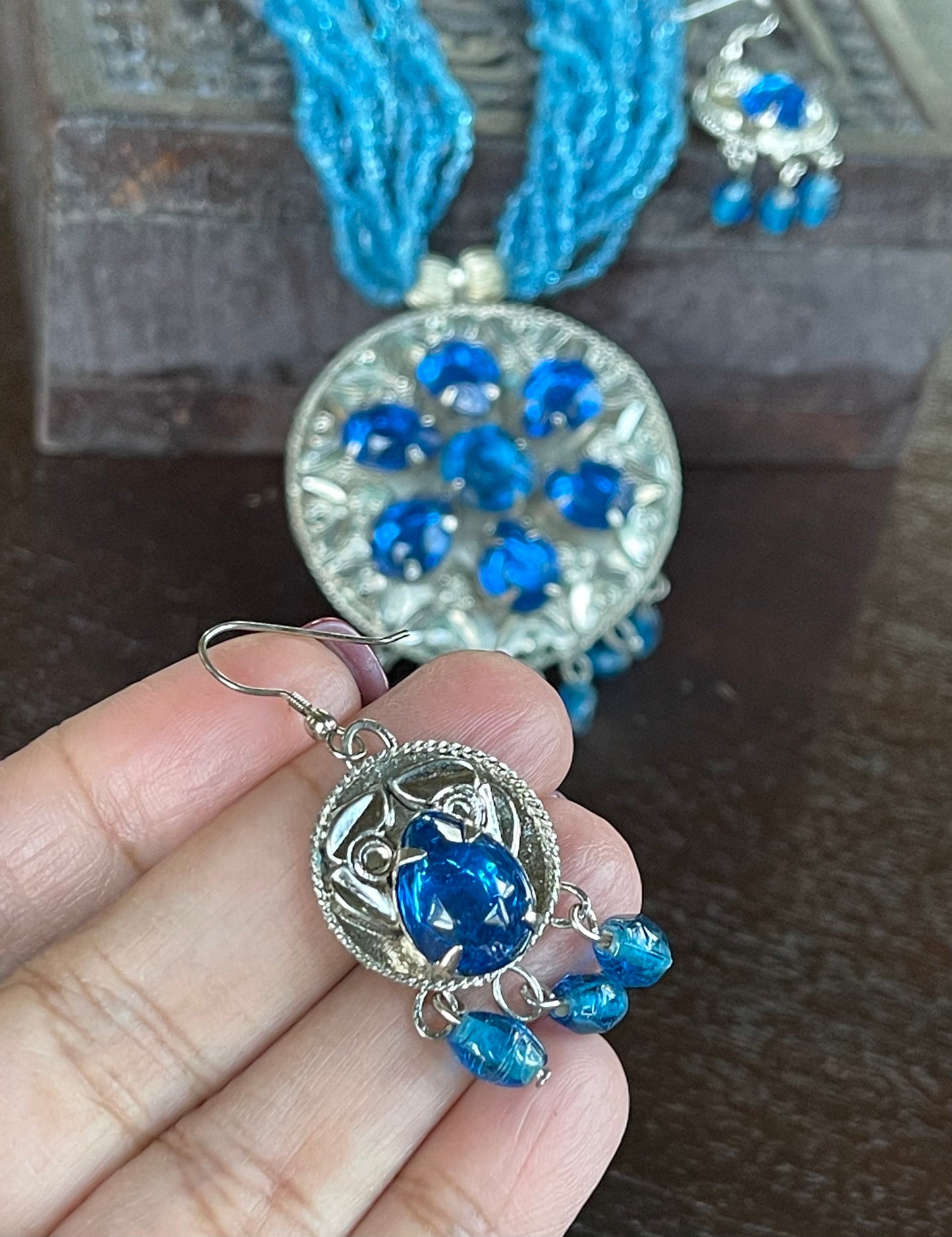 Jewelry Set - German Silver Blue