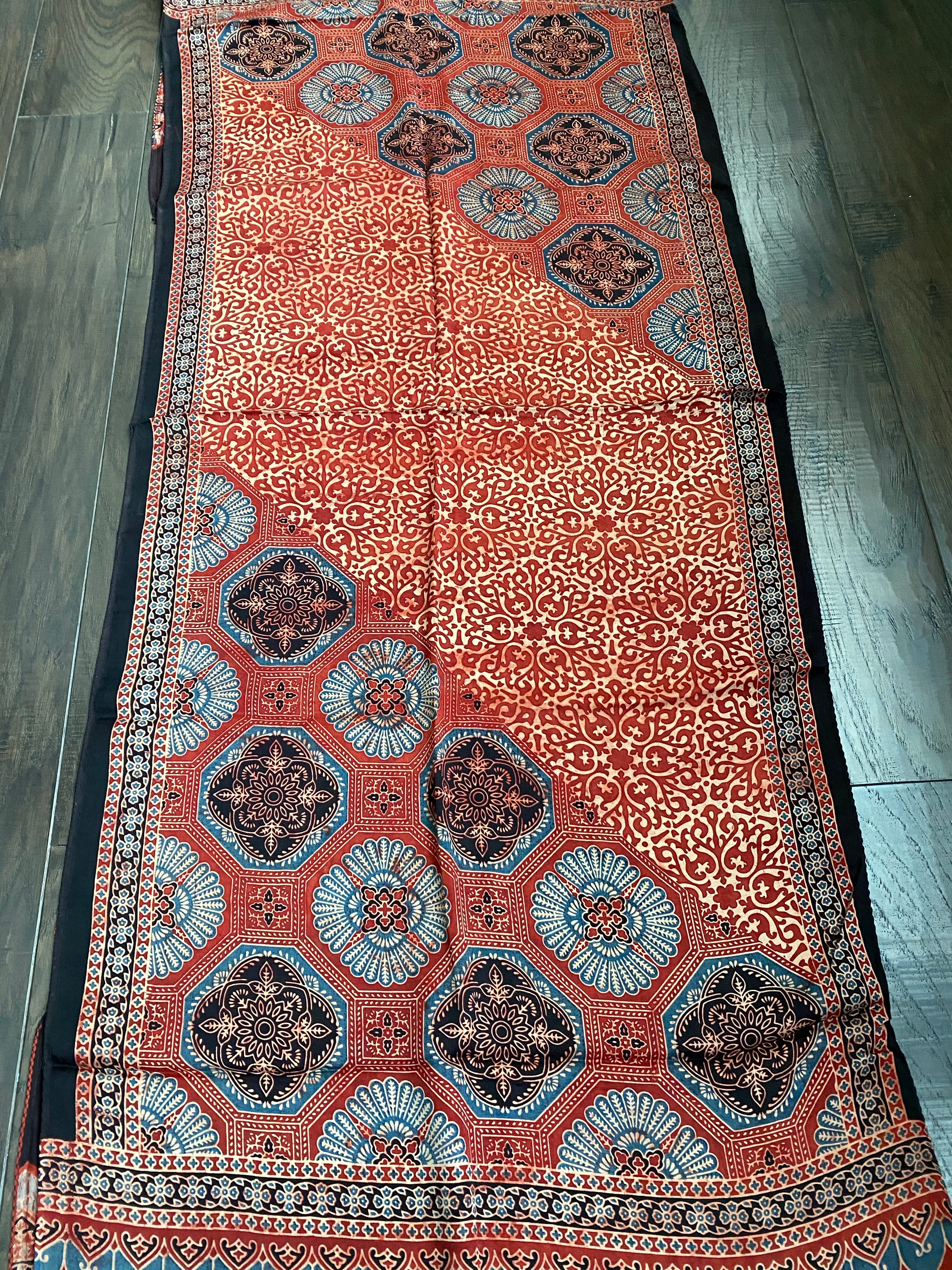 Stole Ajrakh Print - Maroon Black Teal 7