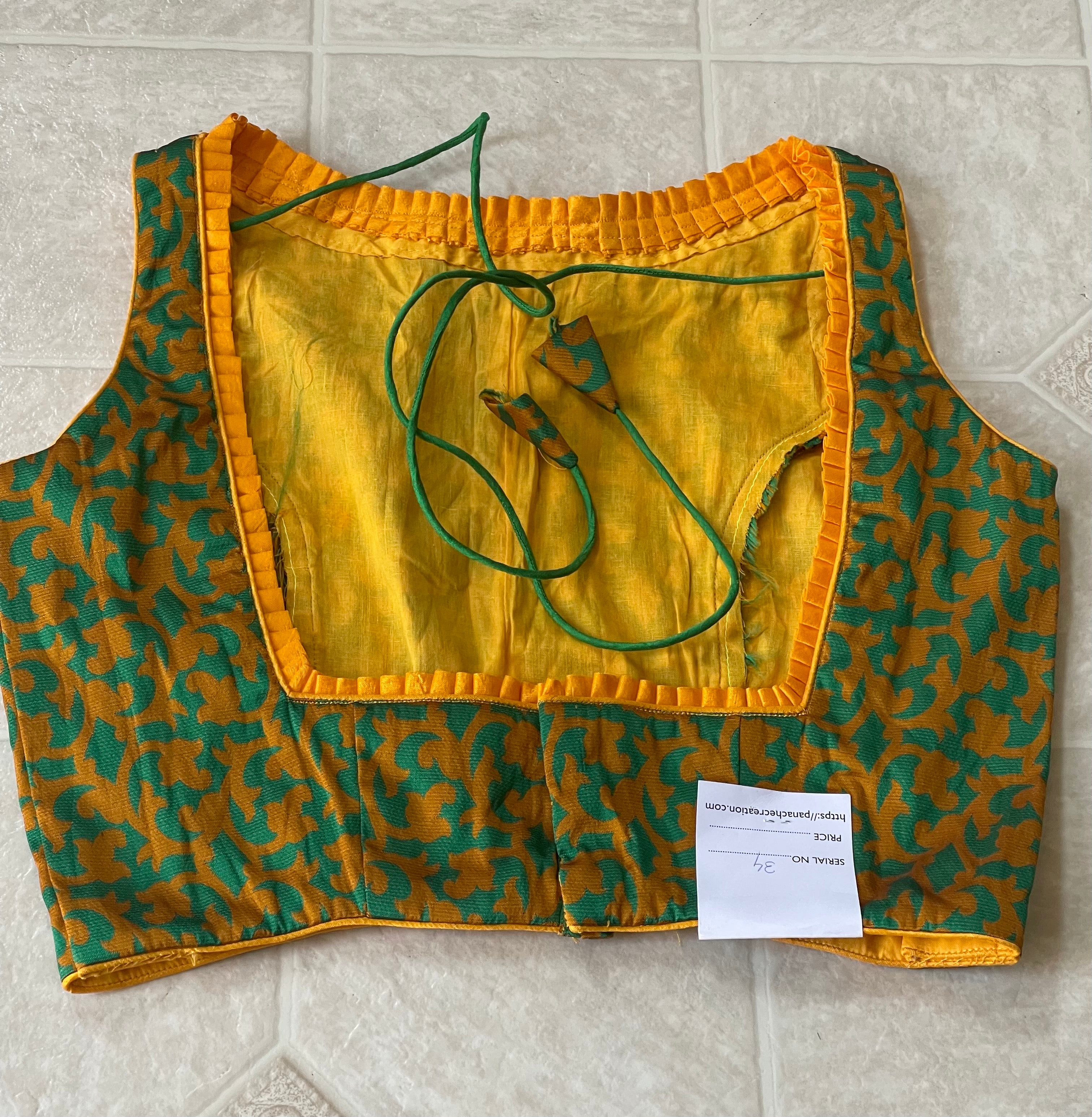 Designer Blouse - Orange Green