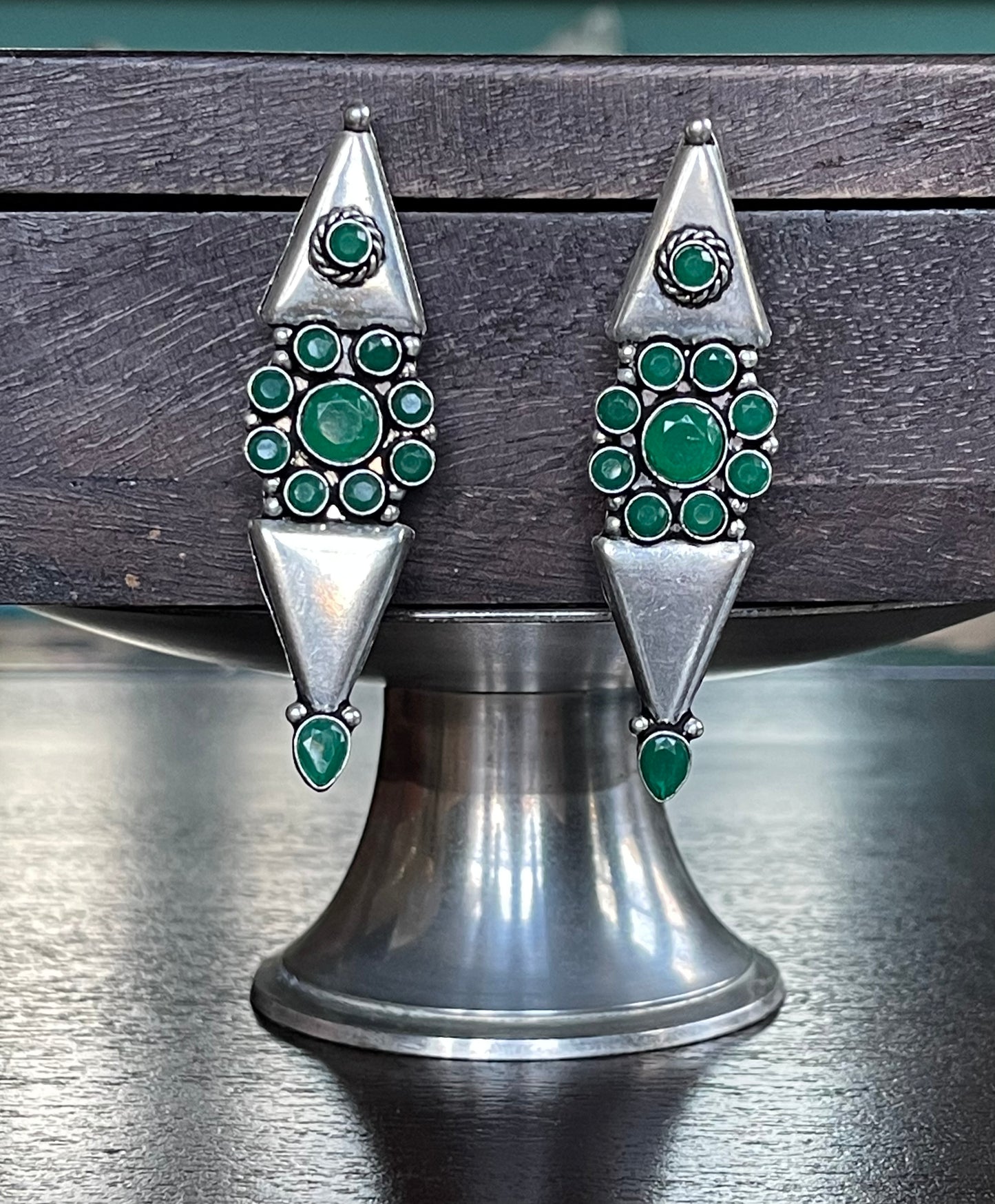 Jewelry Earring - Green Long Stud
