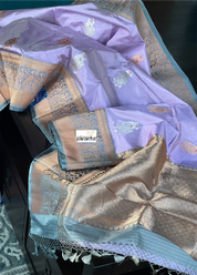 Katan Silk Banarasi - Violet Grey Kadwa