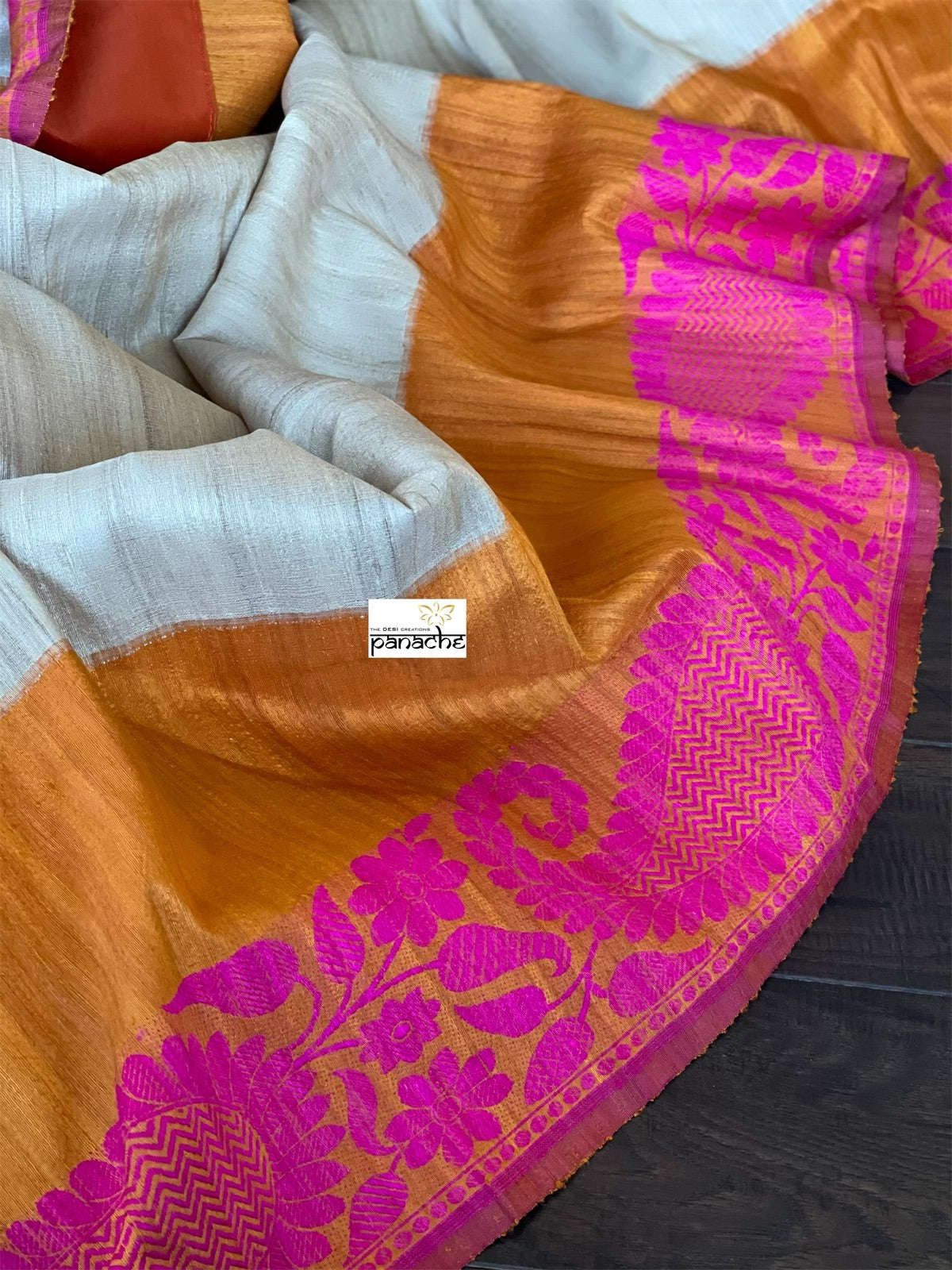 Pure Tassur Silk Banarasi - Beige Yellow Pink