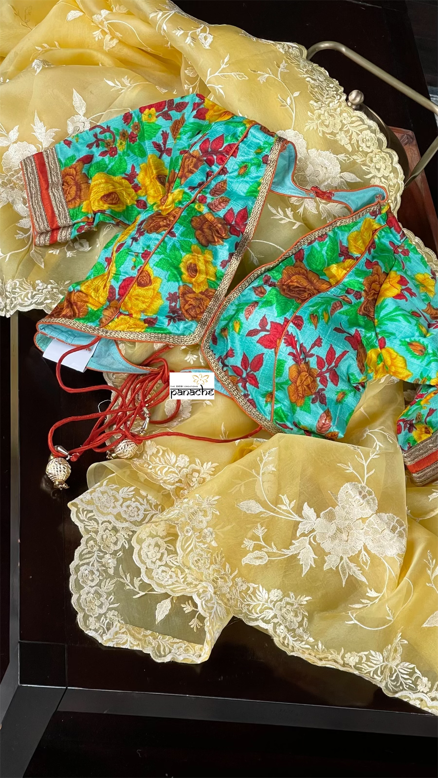 Designer Organza - Yellow Embroidered