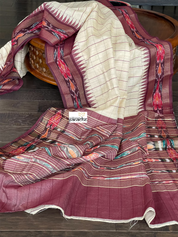 Pure Gicha Tussar Silk - Tussar Color Burgundy