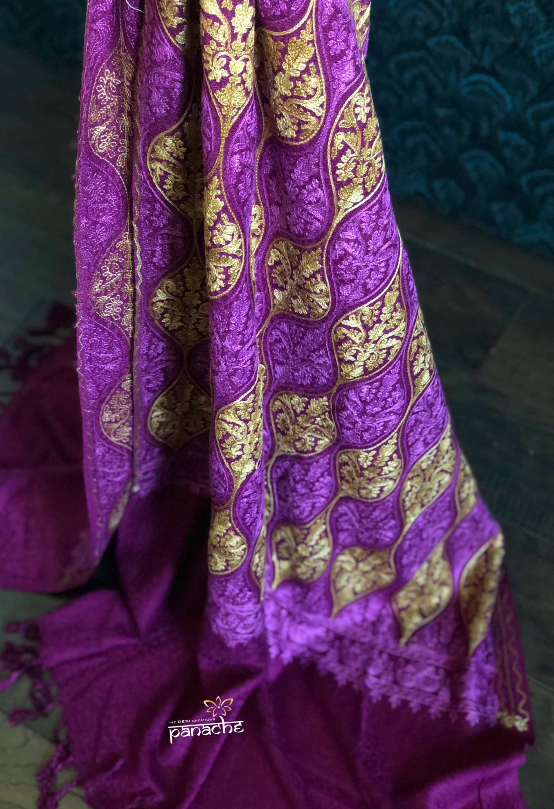 Wool Stole - Purple Yellow