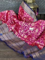 Katan Silk Banarasi - Magenta Blue