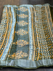 Linen Printed - Orange Green Blue