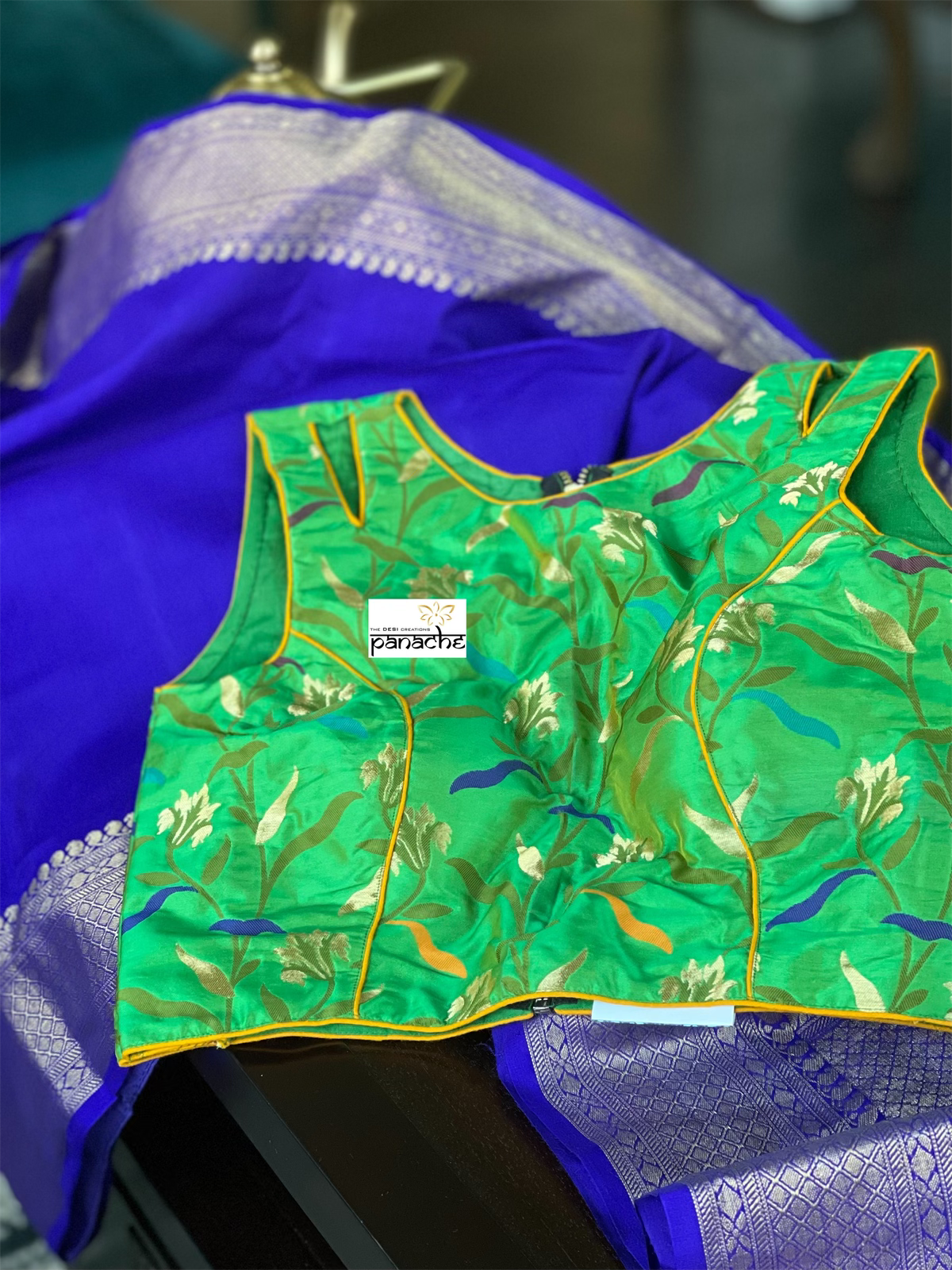Designer Blouse - Green Blue Meenakari