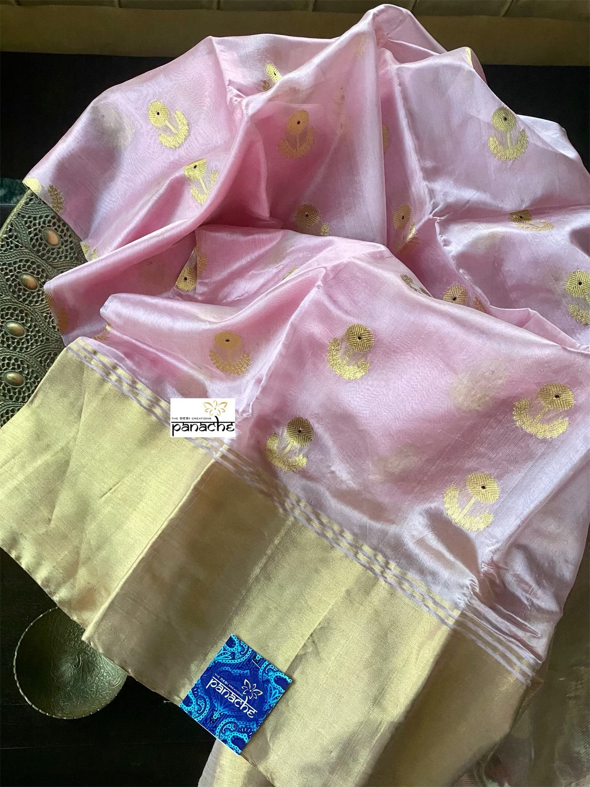 Pure Chanderi Silk - Light Baby Pink Eknaliya Woven