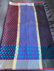 Handloom Kora - Maroon Black