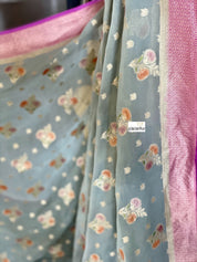 Khaddi Georgette Banarasi - Silver Grey Meenakari