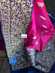 Katan Silk Banarasi - Magenta Pink Blue