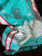 Pure Silk Katan Banarasi- Sea Green Antique Zari