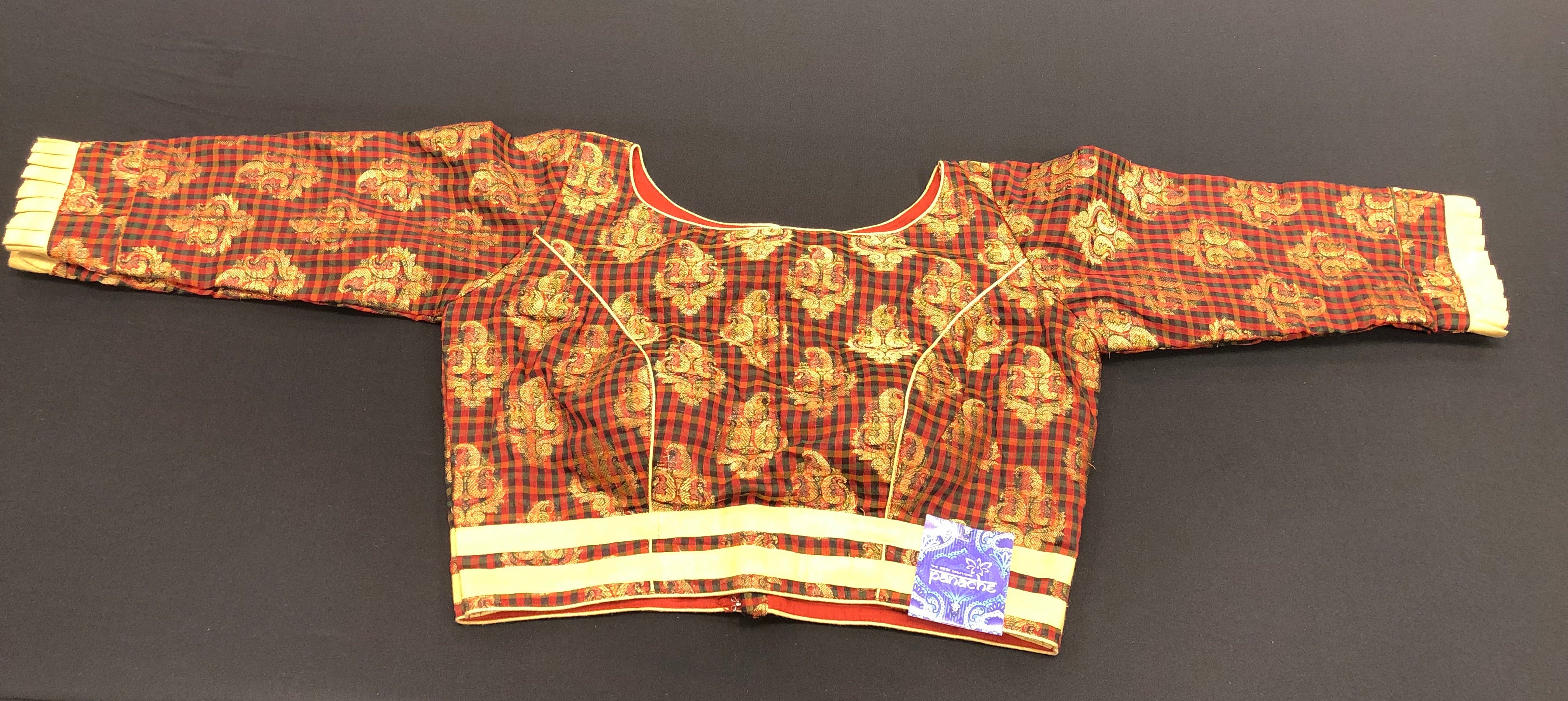 Designer Blouse - Maroon Red Black checkered