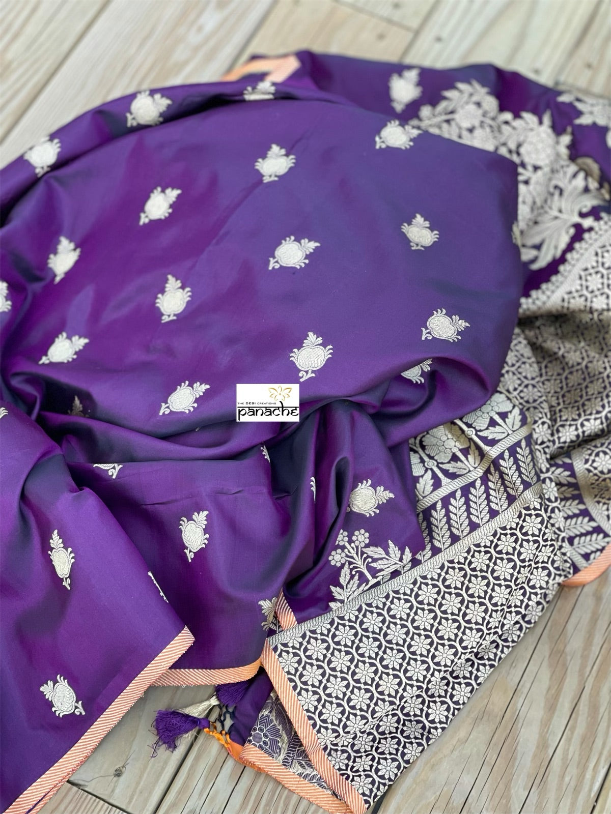 Pure Katan Silk Banarasi - Shot Purple