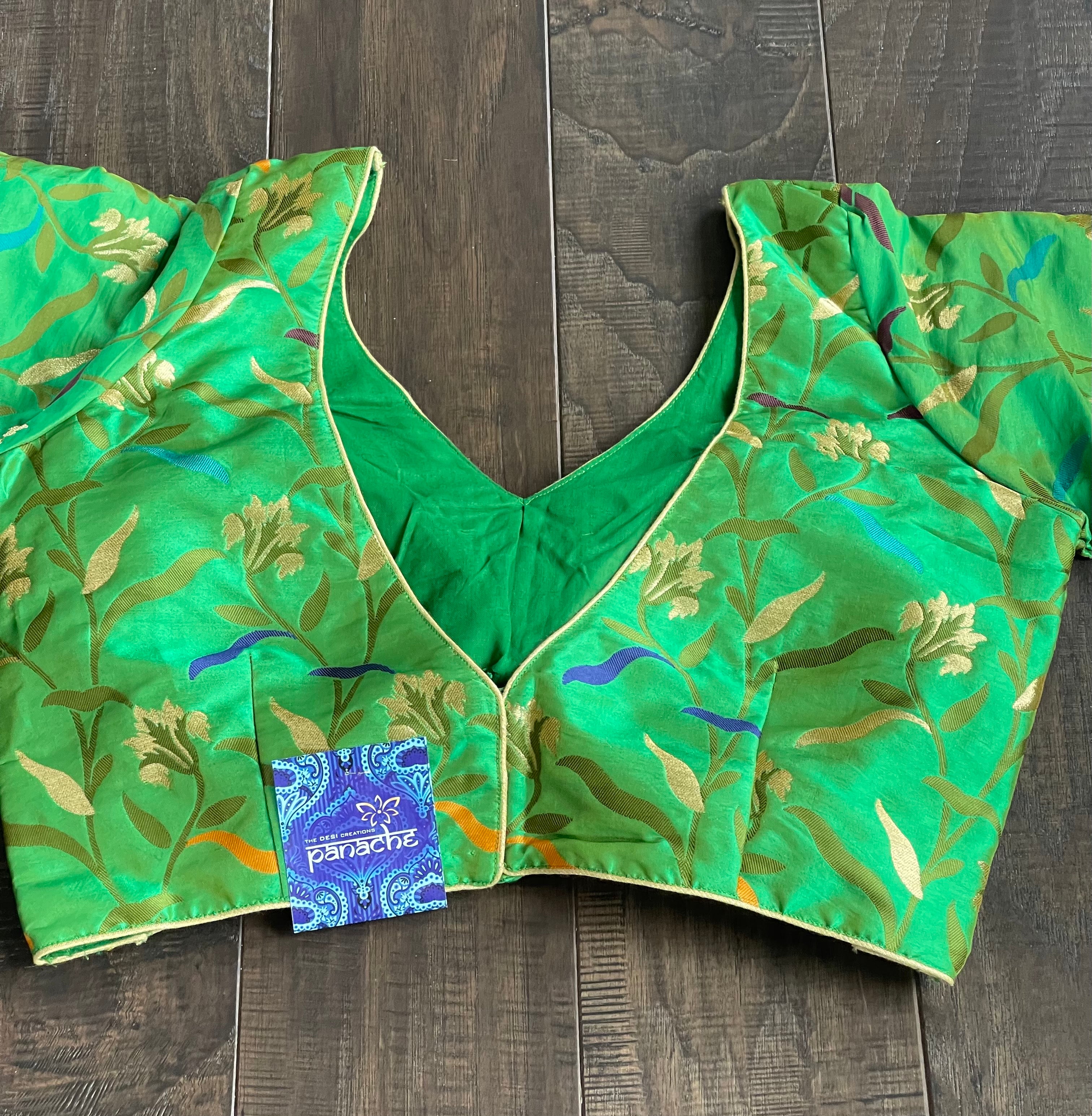 Designer Blouse - Green Meenakari