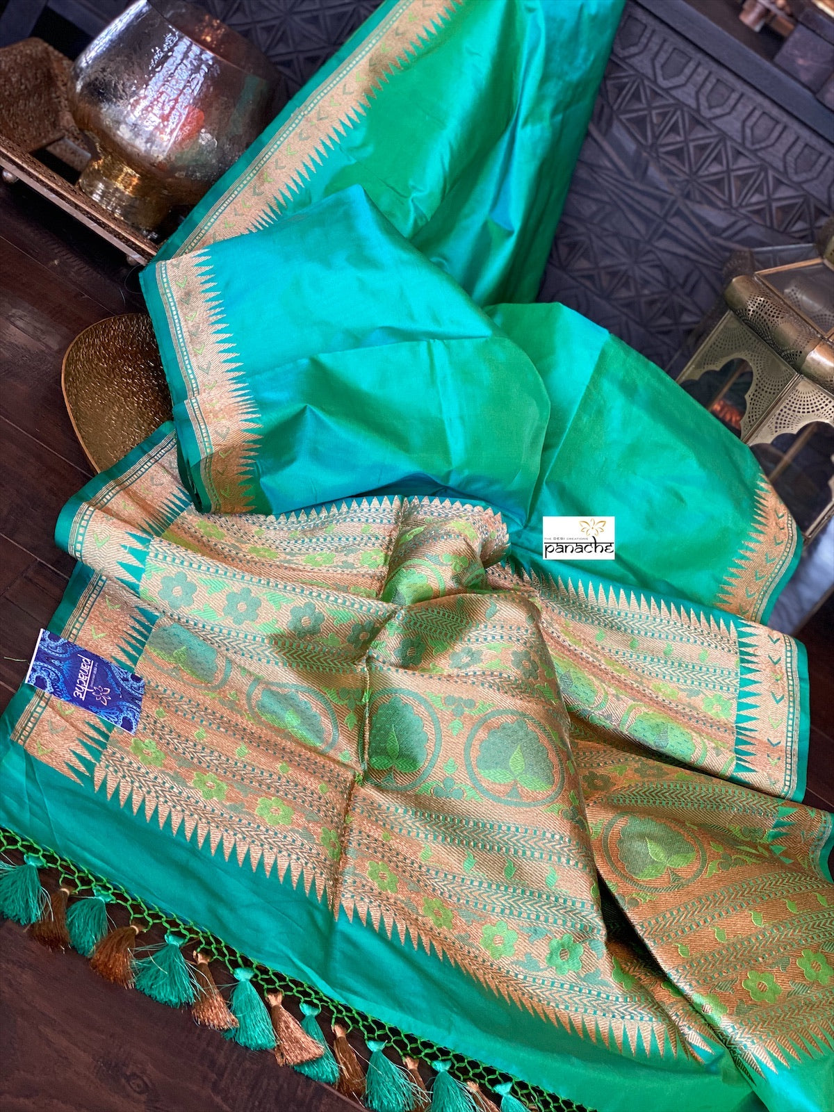 Katan Silk Banarasi - Sea Green Paithani Khadwa Woven