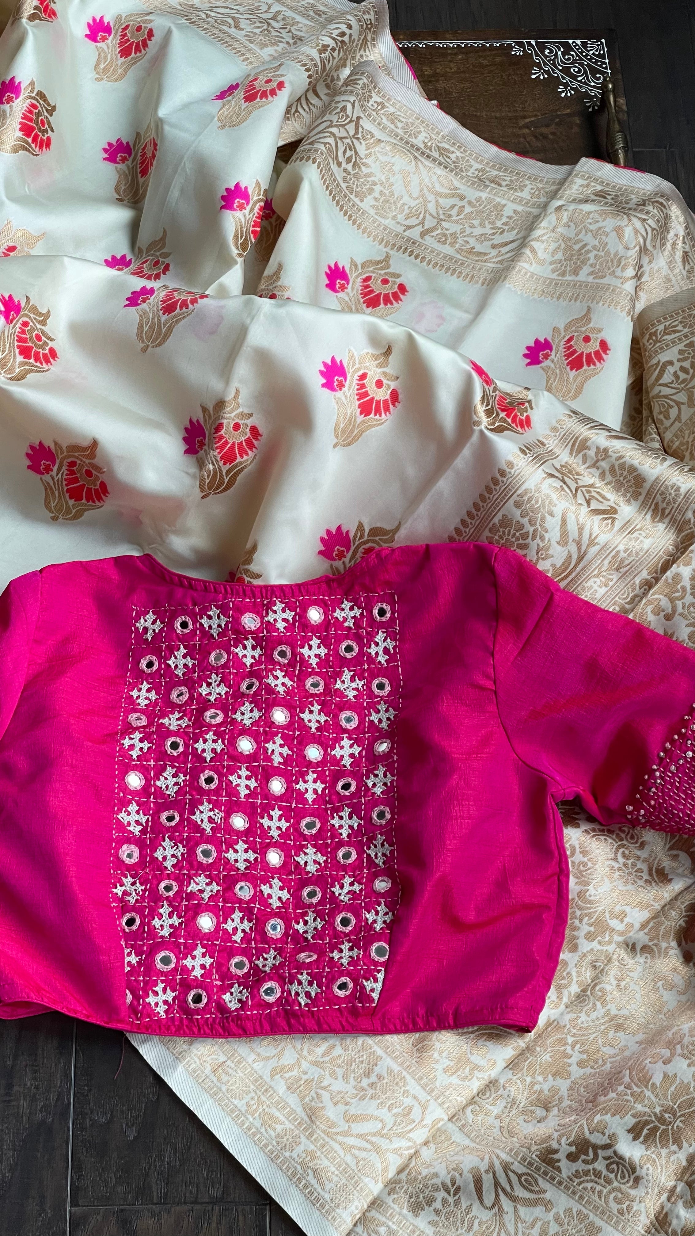 Designer Blouse - Pink Gujarati Stitch