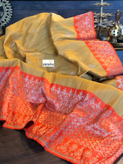 Tassur Silk Banarasi - Ochre Yellow Orange