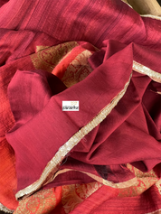 Raw Silk Banarasi - Maroon Rust Shaded