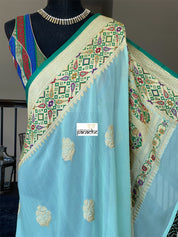 Khaddi Georgette Tilfi Banarasi - Mint Green Khadwa Woven