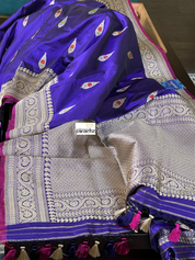 Pure Silk Banarasi - Purple Blue Kadwa