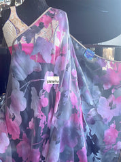 Designer Satin on Organza - Light Grey Pink
