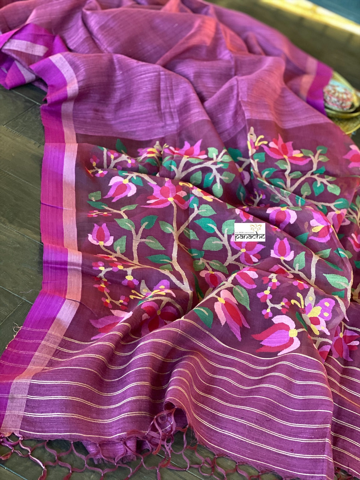 Matka Silk - Purple Jamdaani weave