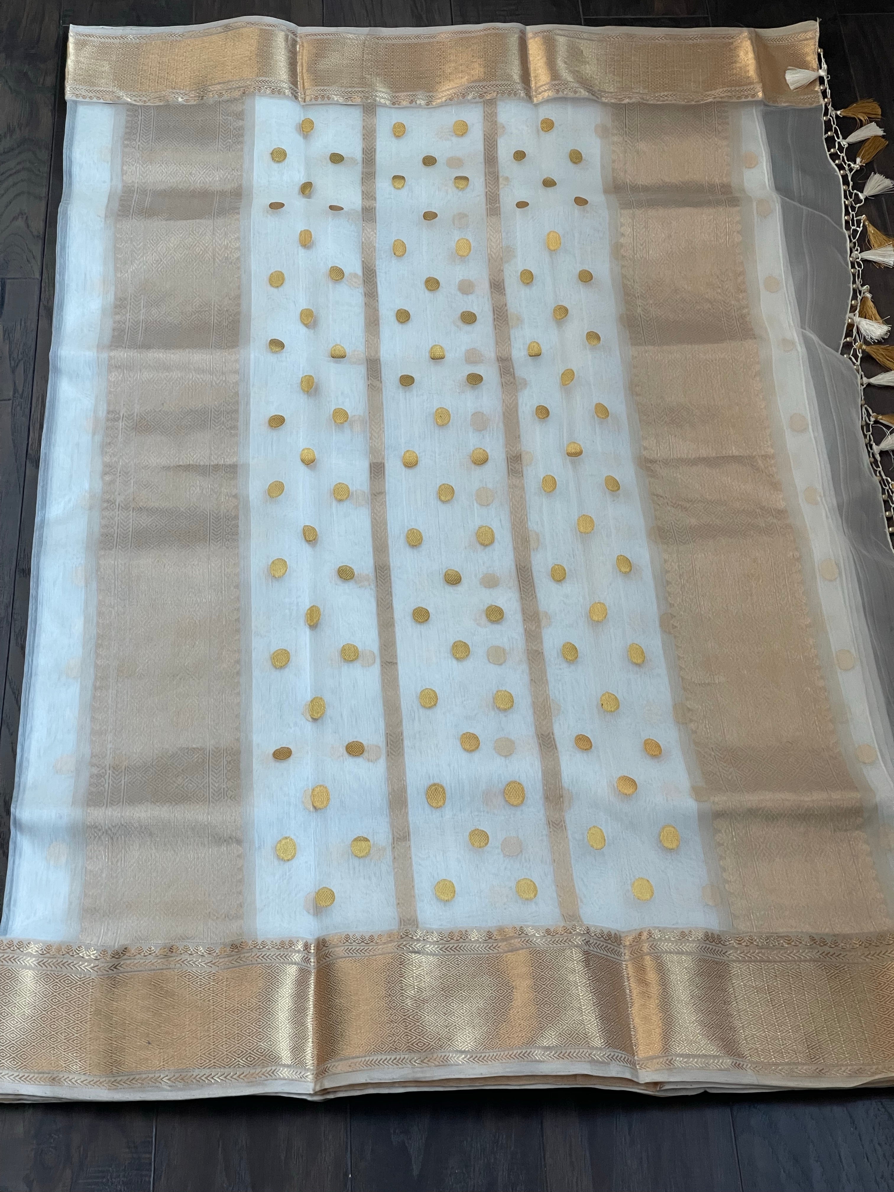 Pure Chanderi Organza Silk - Off White Iknaliya