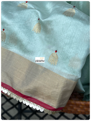 Designer Pure Chanderi Silk - Mint Green Eknaliya Woven
