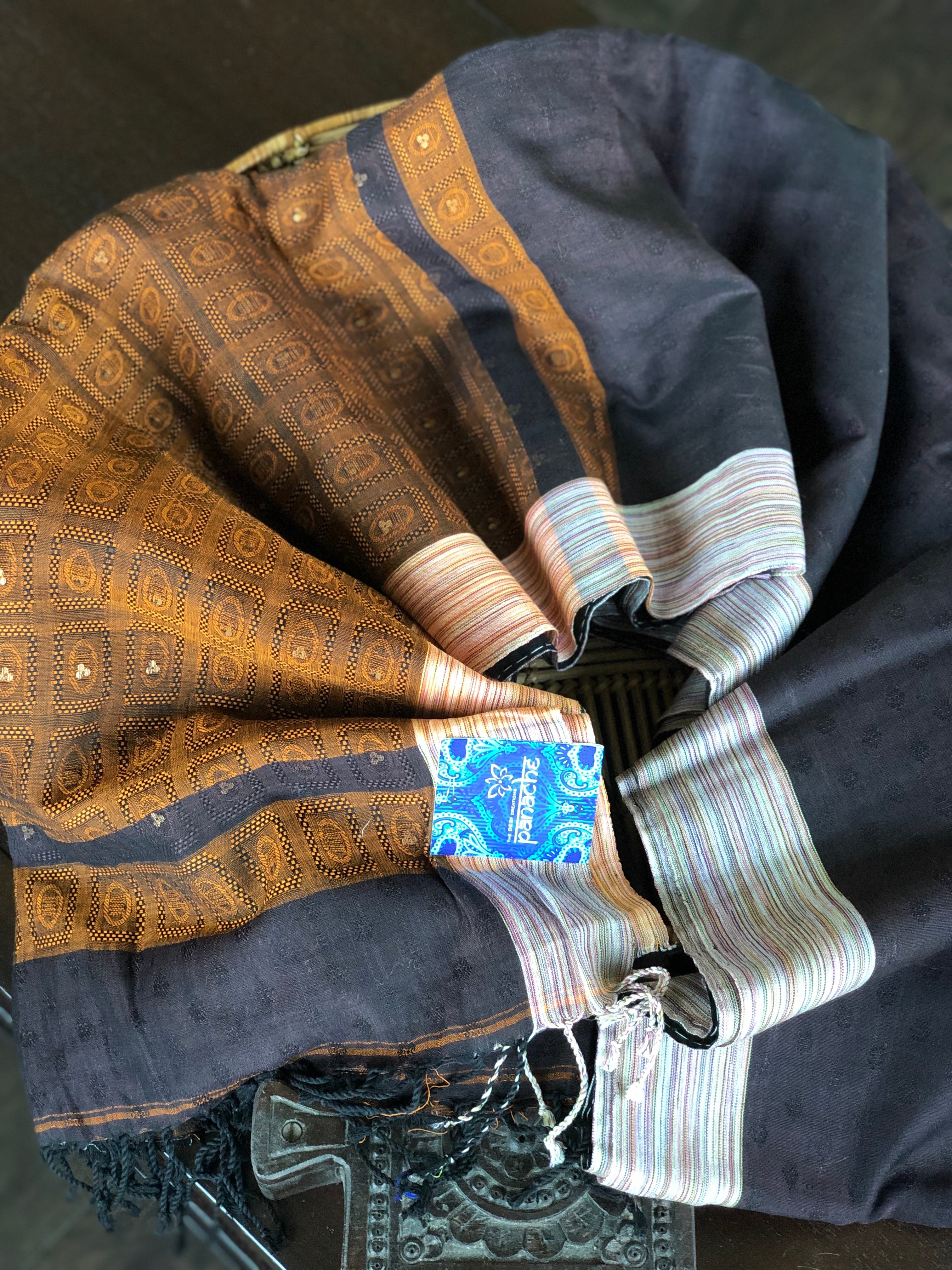 Pure Khadi Handloom - Black Brown Woven
