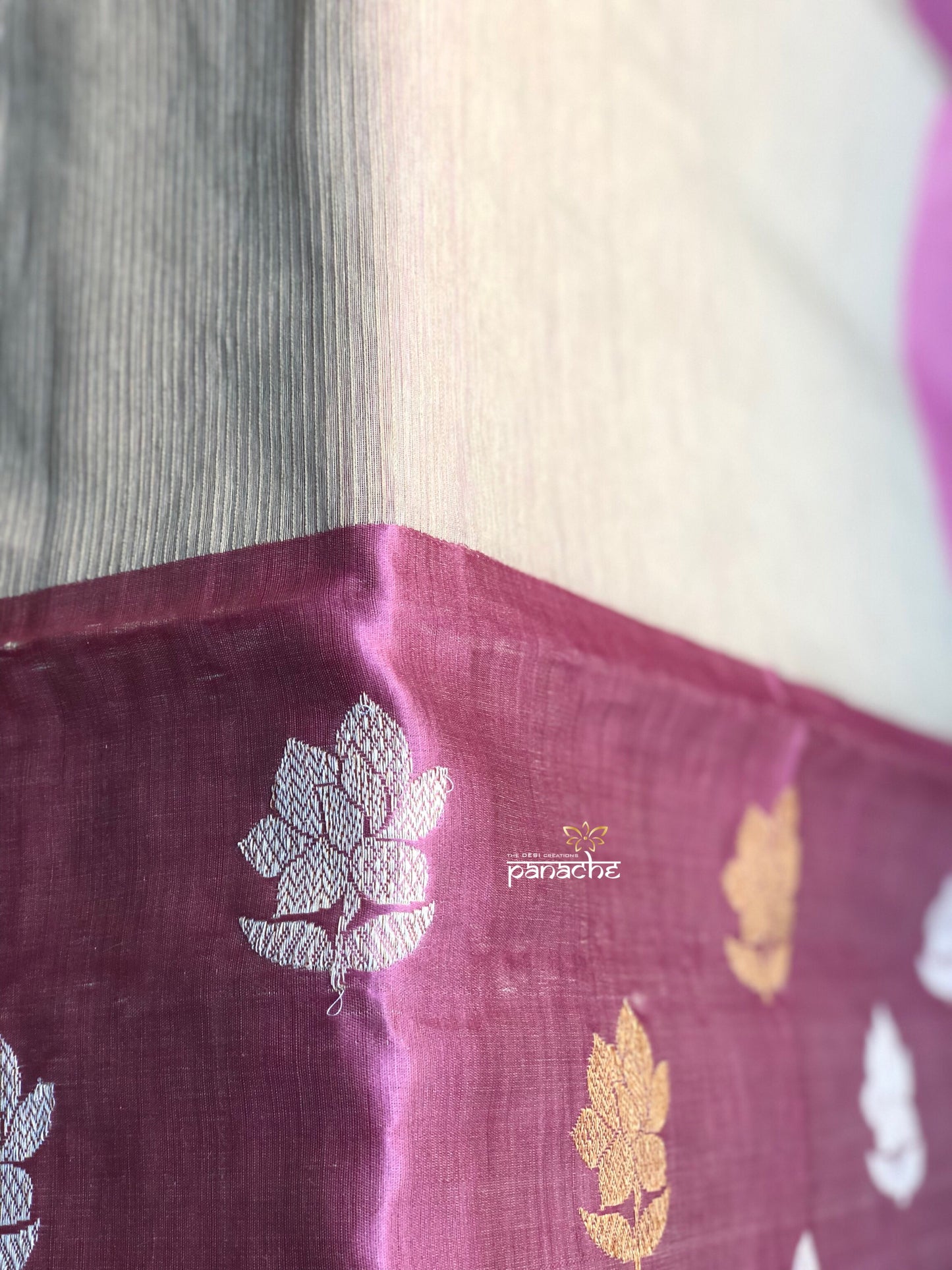Silk Cotton Banarasi - Beige Lavender Pink