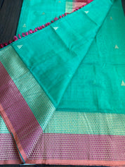 Kora Silk Banarasi - Green Magenta