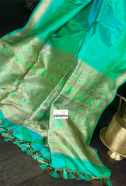 Katan Silk Banarasi - Sea Green Paithani Khadwa Woven