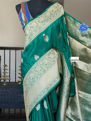 Pure Katan Silk Banarasi - Green Antique Zari