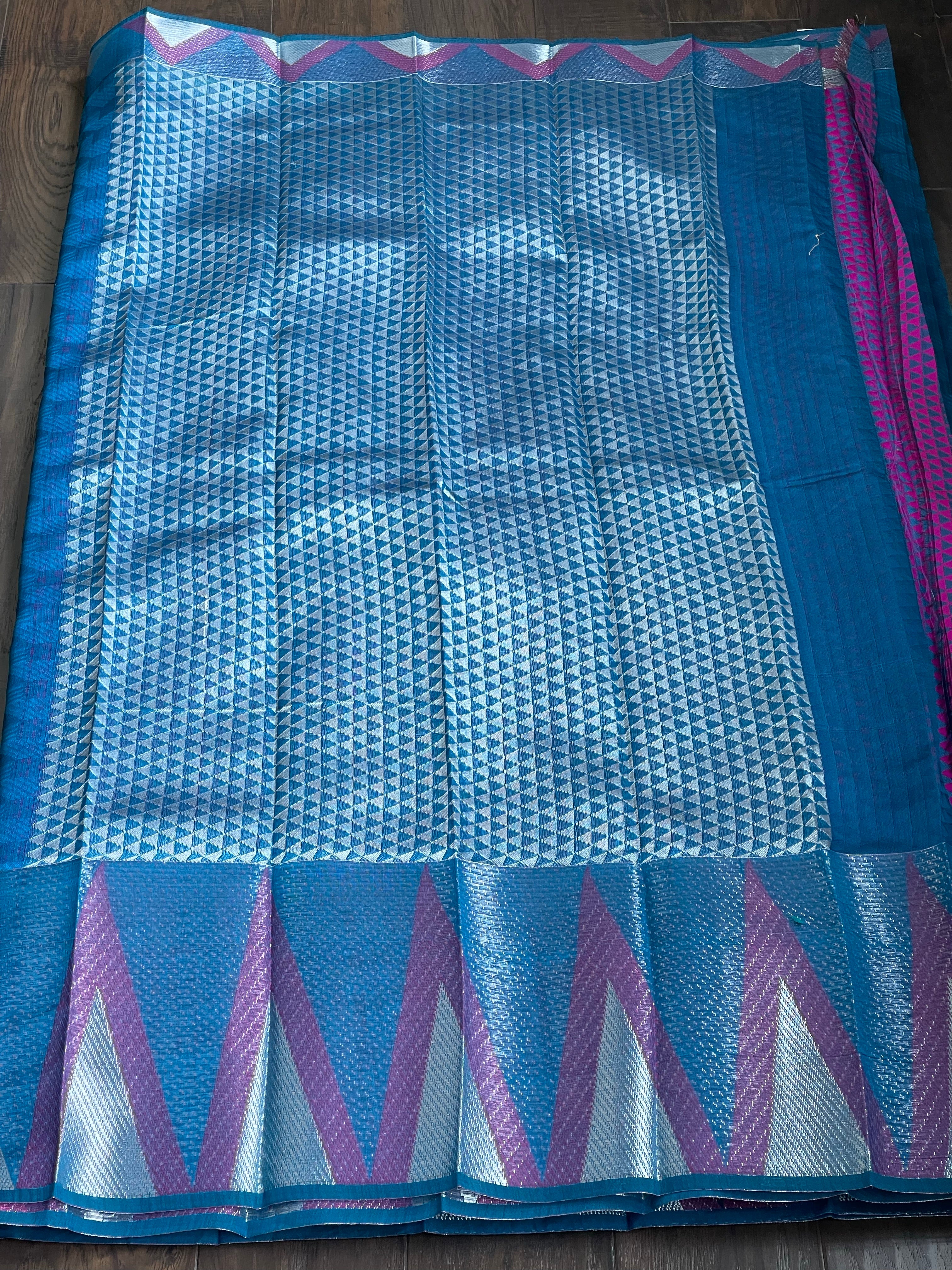 South Cotton Silk - Blue Magenta Pink