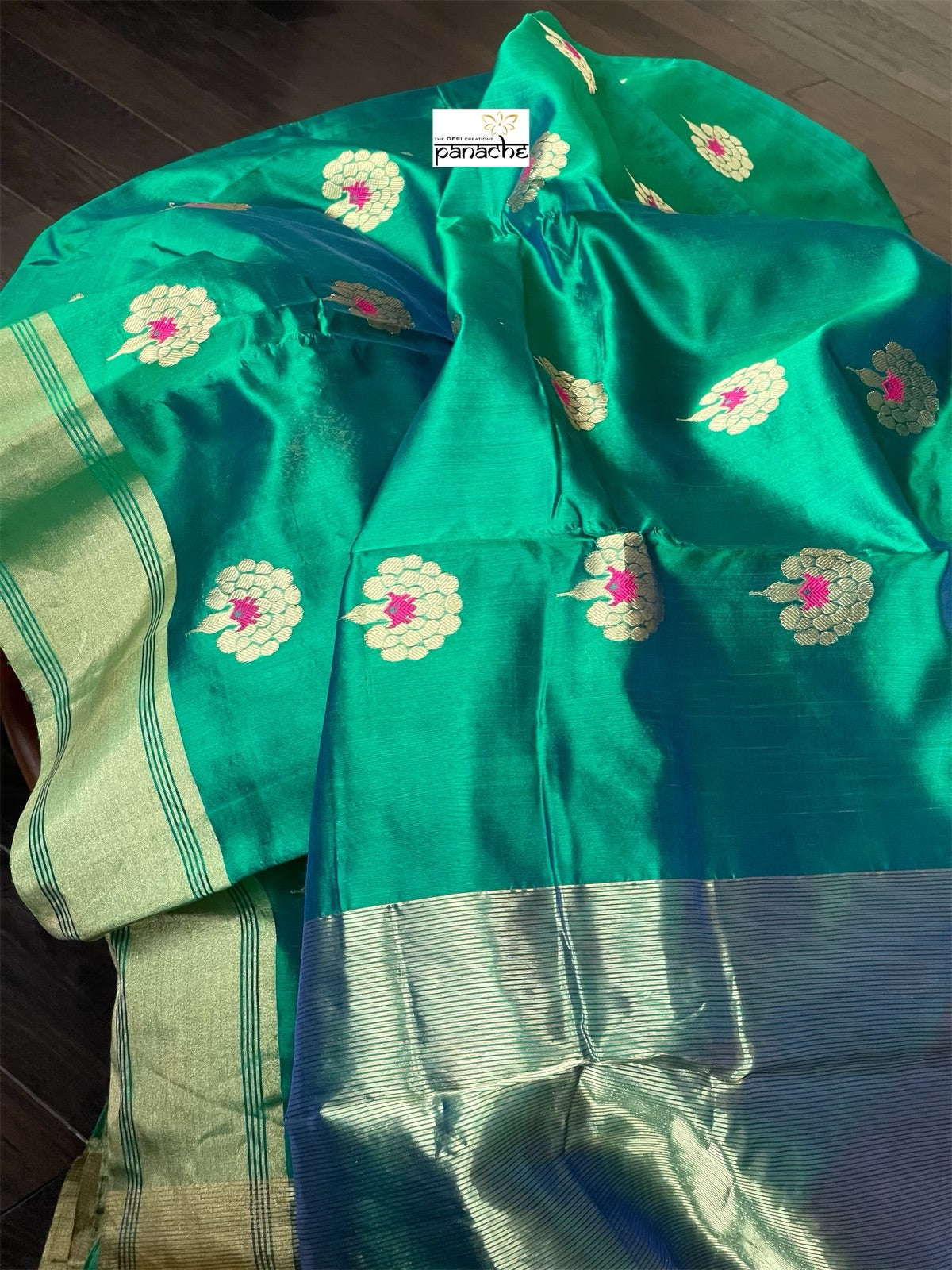 Pure Chanderi Silk - Green Eknaliya Woven Meenakari