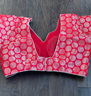 Designer Blouse - Red Silver Zari