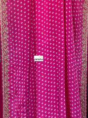 Designer Satin Georgette - Pink Bandhej Print