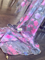 Designer Satin on Organza - Light Grey Pink