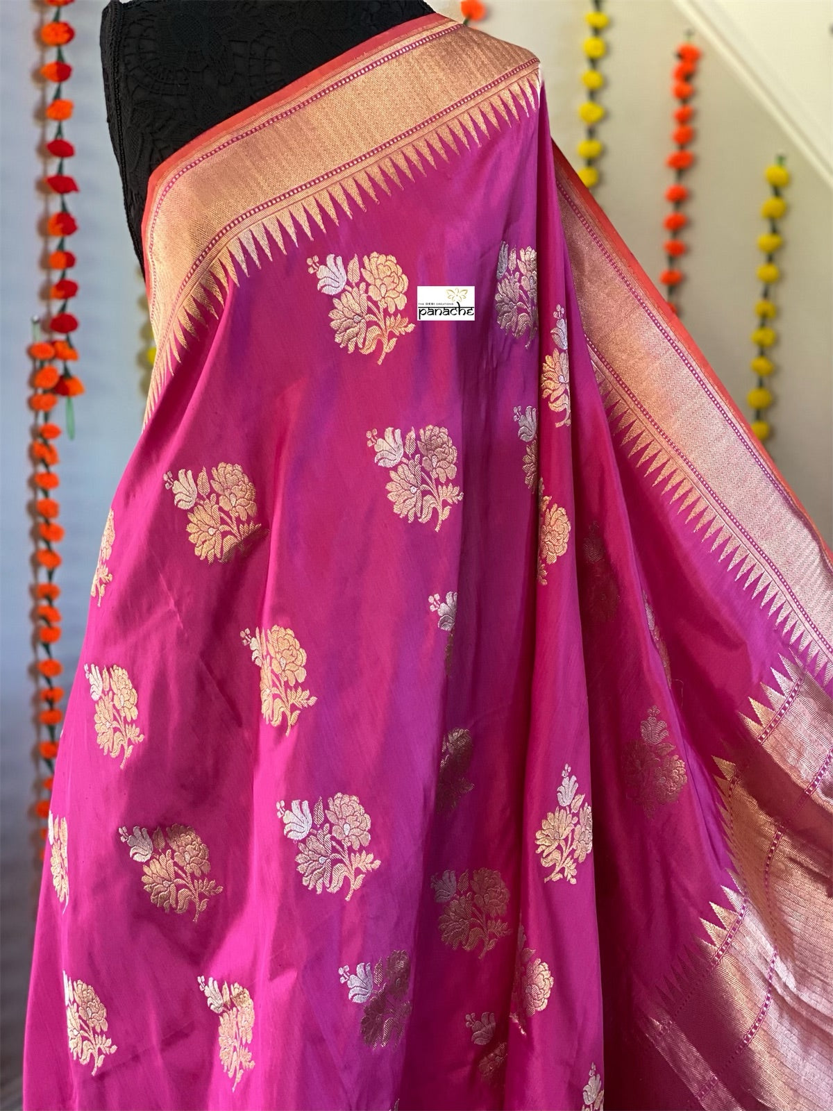 Pure Silk Katan Banarasi - Magenta Pink Kadhwa