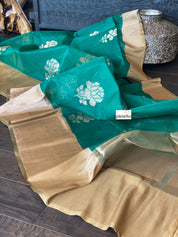 Kora Silk Banarasi - Teal Green