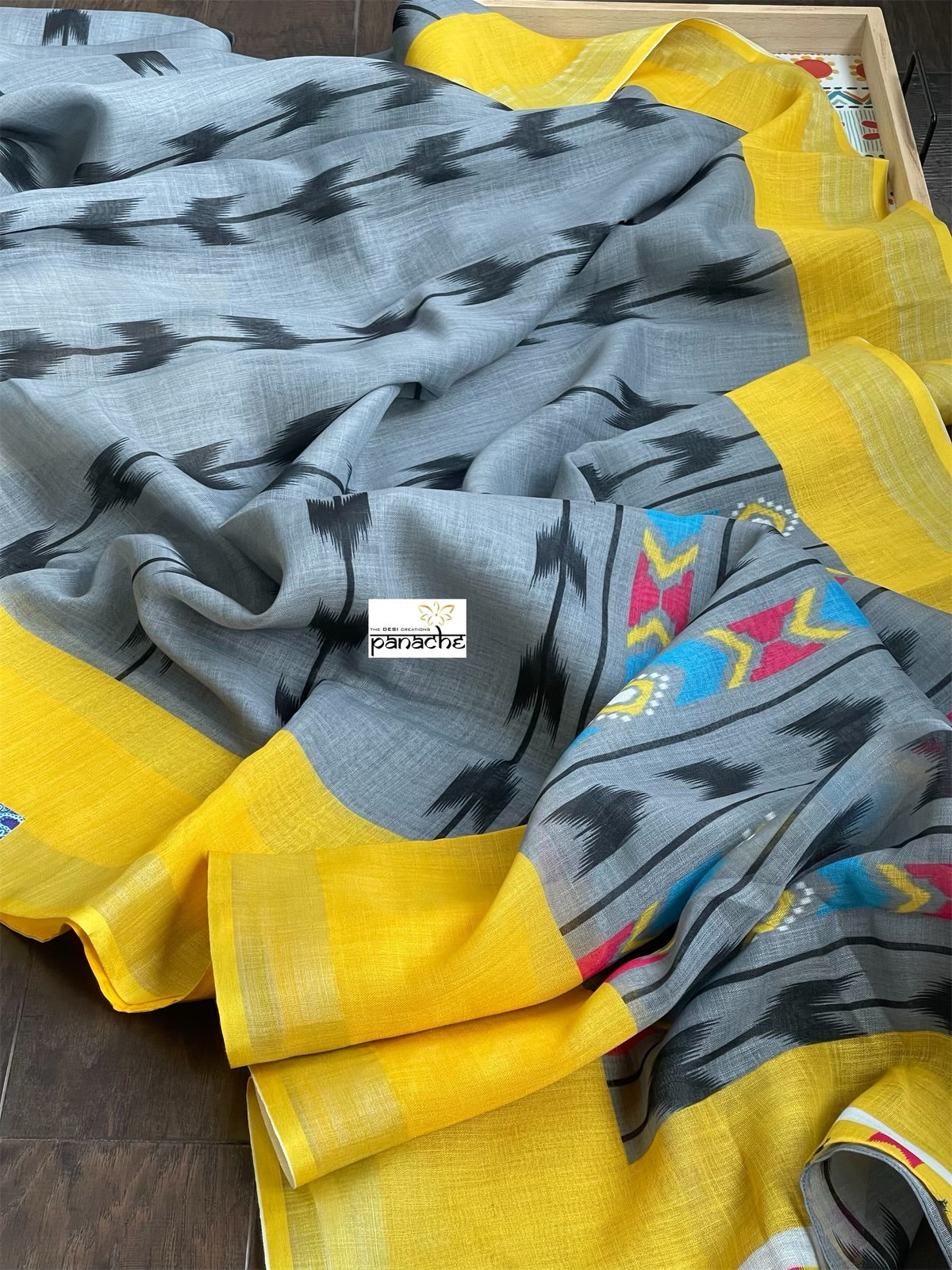 Linen Printed - Grey Yellow