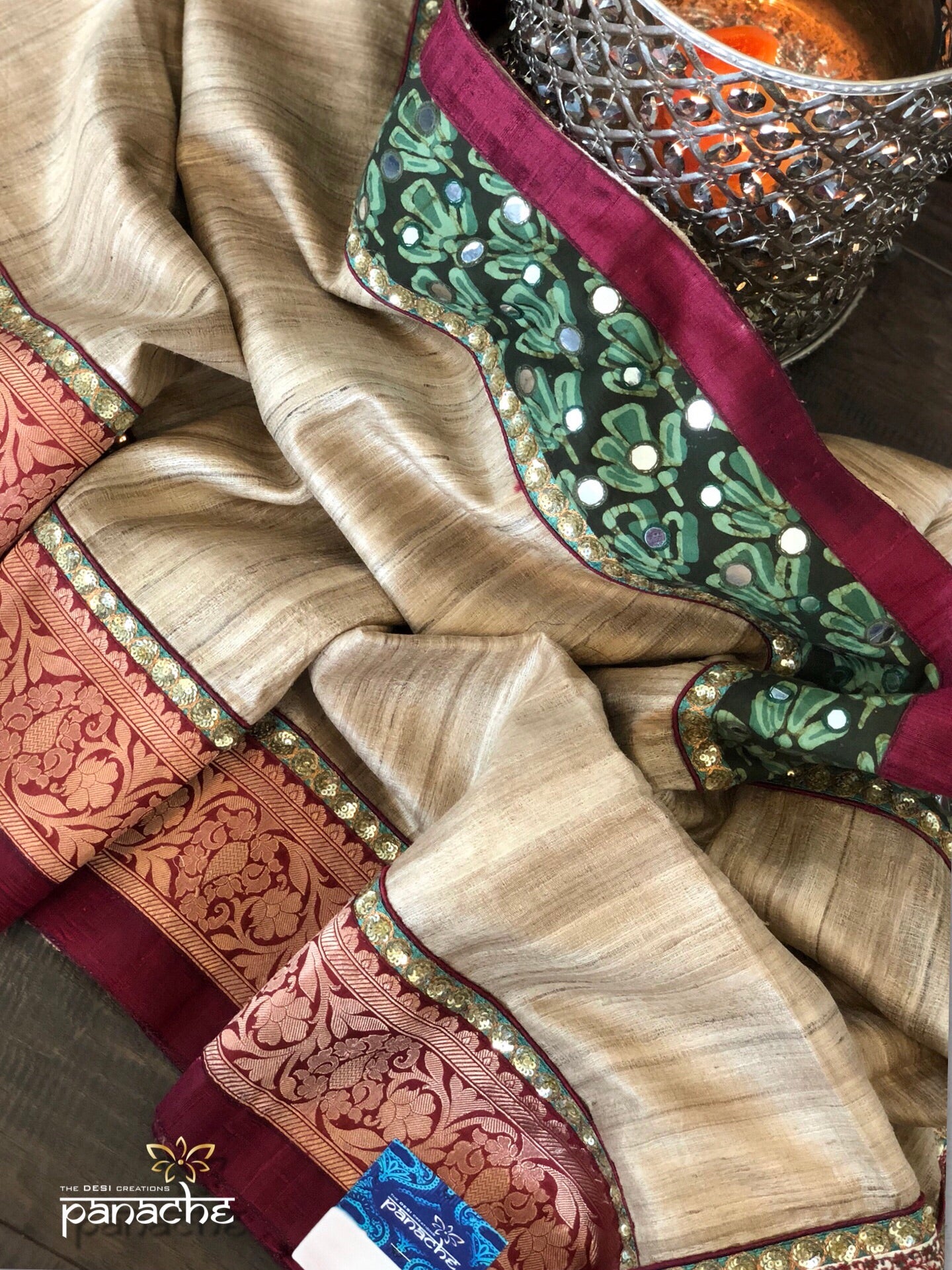 Designer Tussar Silk - Gicha Banarasi Border