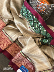 Designer Tussar Silk - Gicha Banarasi Border