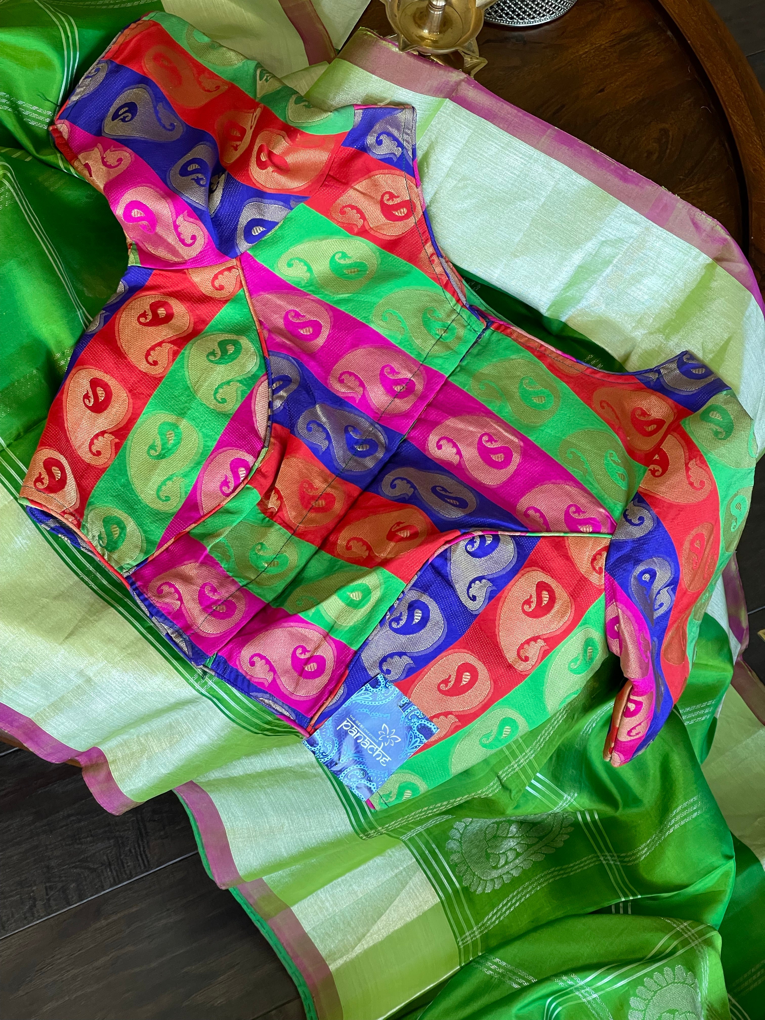 Designer Blouse - Green Paisley Multi color