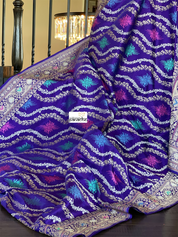 Pure Silk Kadwa Banarasi - Purple Multi Meenakari