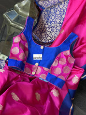 Katan Silk Banarasi - Magenta Pink Blue